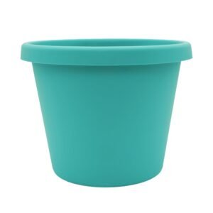 HC Companies Prima Round Plastic Plant Pot Rolled Rim 12in Dusty Teal