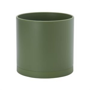 D’vine Dev 10 Inch Plastic Planter Olive With Drainage Hole And Saucer