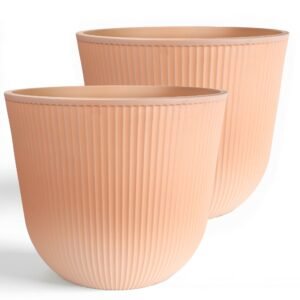 Worth Garden 17.5in Round Terracotta Planter Pots Set 2