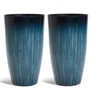 Worth Garden 20in Plastic Planters Set of 2 Gradient Blue