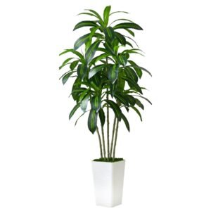 FSOHOI 6-Foot Dracaena Artificial Tree In White Planter